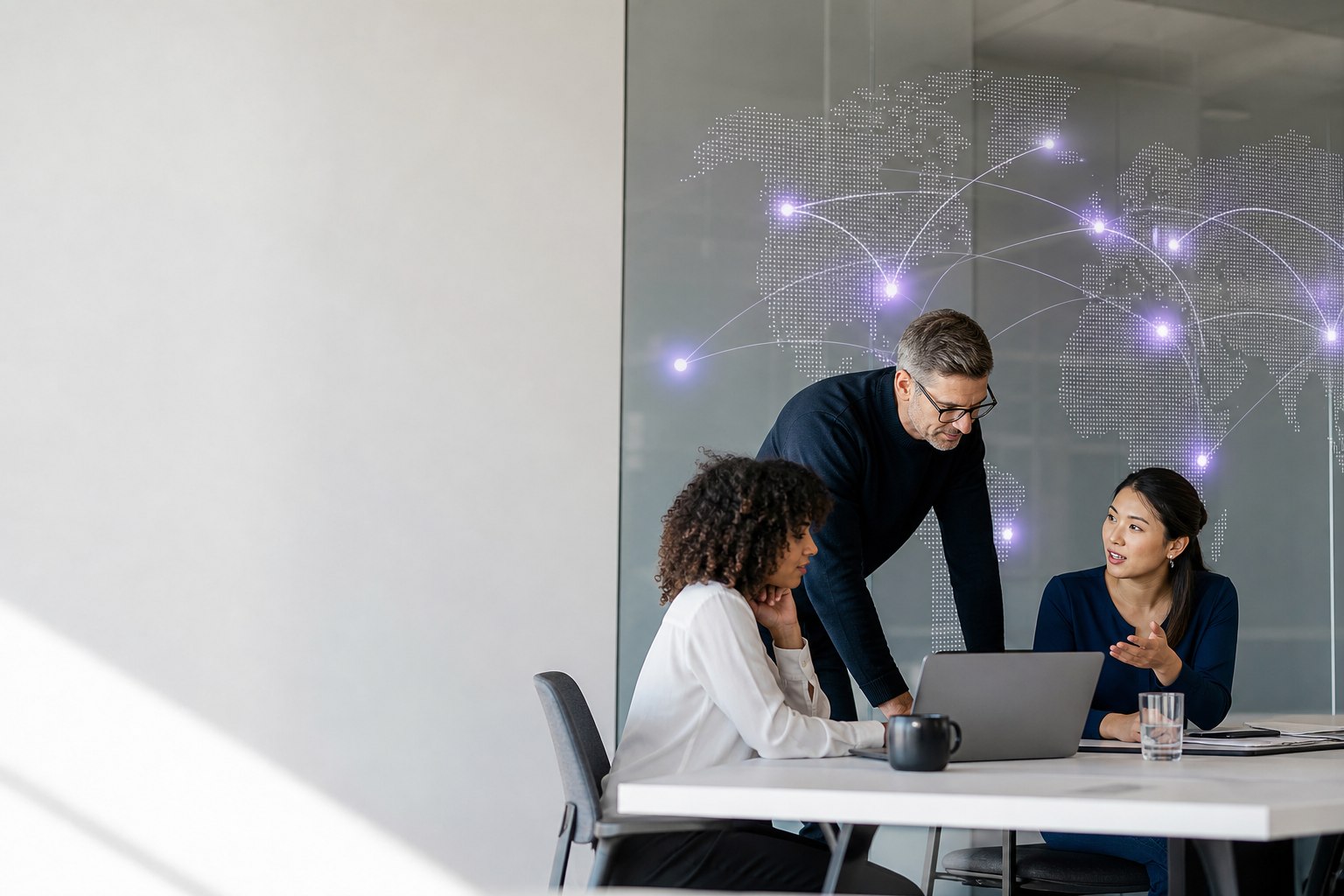 Technology consultants coordinating work across global service regions