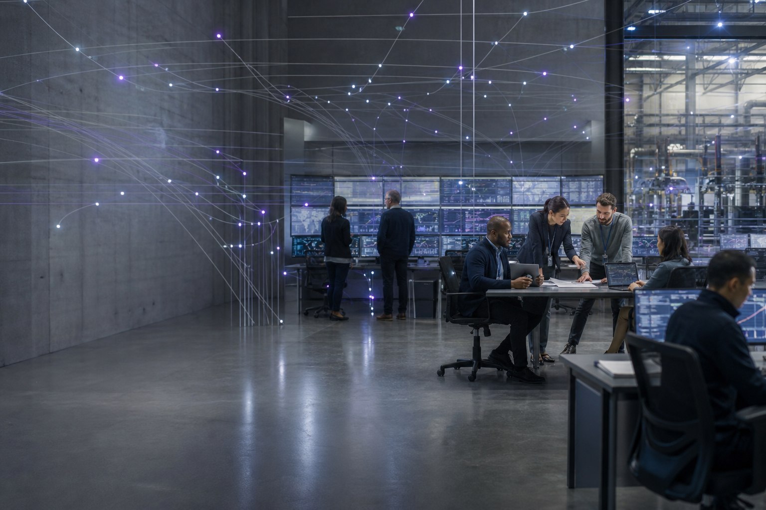 Multidisciplinary team coordinating connected industrial operations